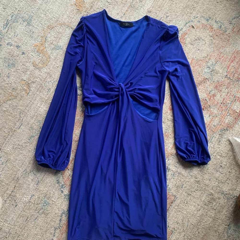 21 Saints Cocktail Plunge Long Sleeve Mini Dress